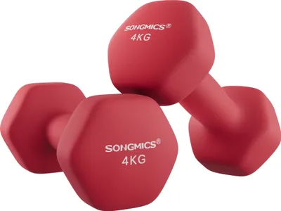 Produktbild von SONGMICS Hanteln, 2er Set, 2 x 4 kg, Hantelset, Kurzhanteln, Hexagon, Neopren-Beschichtung, Krafttraining, Workout, Fitnesstraining, für Zuhause