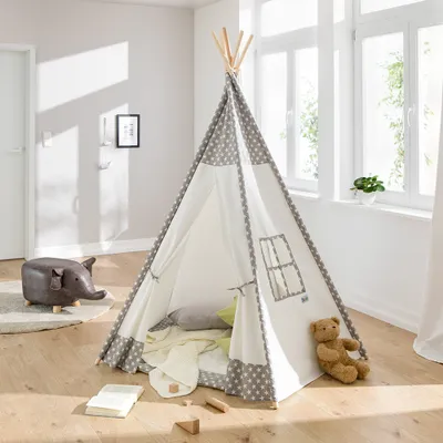 Produktbild von howa Tipi Zelt 'Toni' grau/weiß, mit Bodenmatte 8512