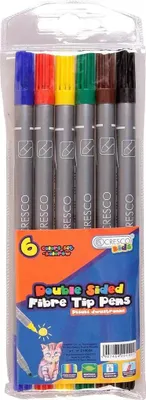 Imagen del producto de Bolígrafos de fieltro de doble punta, 6 colores (material escolar y de escritura)