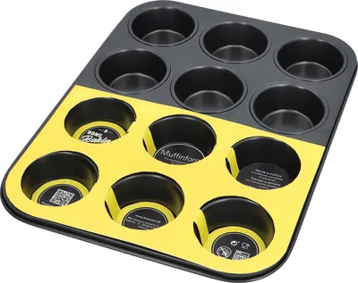 Produktbild von BIRKMANN 12er Muffinform, L 35,5 x B 27 x 3 cm, Antihaftbeschichtung inkl. Rezept, 888739