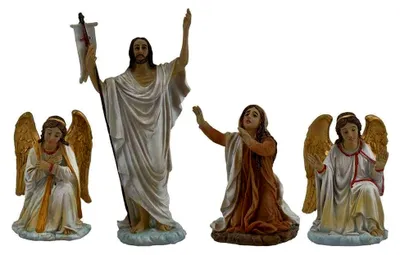 Produktbild von Set di 4 statue Resurrezione di Gesù in resina Presepe Pasquale cm.14