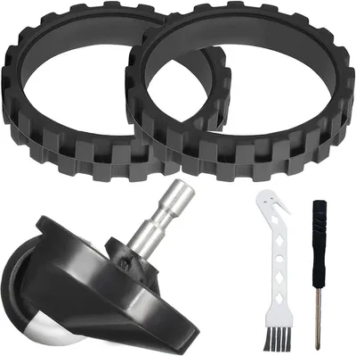 Produktbild von Reifen Räder für IRobot Roomba 500, 600, 700, 800, 900 i7 i7+ Plus E5 E6 Series Staubsauger, Ersatzteile Zubehör 2 Reifen + 1 Vordere Laufrolle, Anti-Rutsch einfache Montage (3 Stück)