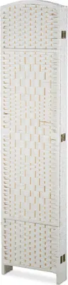 Image de Paravent Relaxdays, H x L : 170 x 240 cm, paravent pliable, paravent à 6 panneaux, bois et corde en papier, blanc