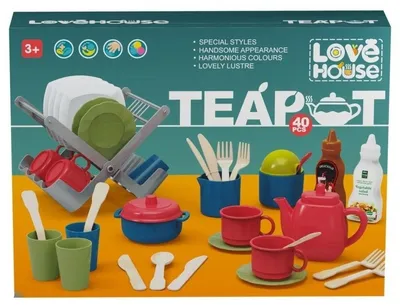 Produktbild von 40-teiliges Kindergeschirrset mit Abtropfgestell