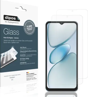 Produktbild von 2x Schutzfolie für Oukitel C5 matt - Anti-Shock 9H Folie dipos Glass Kunststoffglas