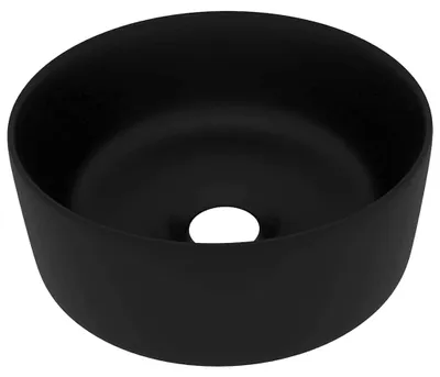 Produktbild von vidaXL s Waschbecken Rund Matt Schwarz 40x15 cm Keramik