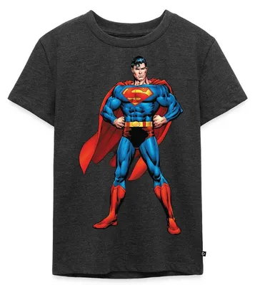 Produktbild von Spreadshirt DC Comics Superman Pose Kinder Premium T-Shirt, 98/104 (2 Jahre), Anthrazit meliert