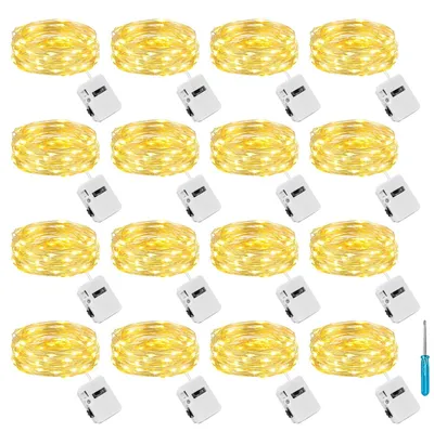 Mini-Lichterkette, 2 m, 20 LEDs, batteriebetrieben, wasserdicht