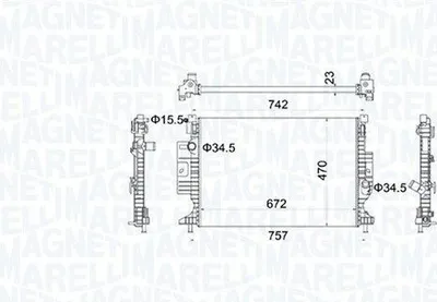 Produktbild von MAGNETI MARELLI 350213155300 Kühler Wasserkühler Motorkühler für FORD FOCUS III Turnier Kuga Mk2 (DM2) FOCUS III C-Max II (DXA/CB7, DXA/CEU)