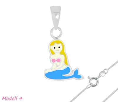 Produktbild von Meerjungfrau Kette Silber 925: Kinderschmuck Anhänger Modell 4 mit Kette