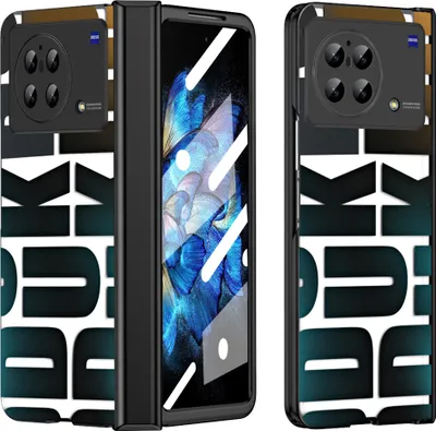Image de Etui pour Vivo X Fold, étui transparent galvanisé avec protection d'écran et charnière noire