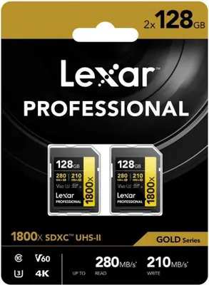 Image de Lexar SDXC 128GB Professional 1800x UHS-II U3 ( 180/270 MB/s )