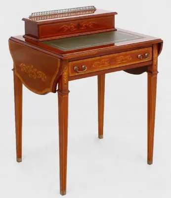 Produktbild von Casa Padrino Luxus Jugendstil Sekretär Braun / Grün - Handgefertigter Massivholz Schreibtisch - Barock & Jugendstil Büro Möbel