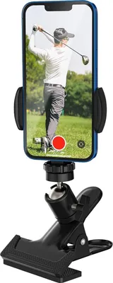 Produktbild von MoKo Golf Handyhalter Golfschwungs, Universal Golf Smartphone Halter 360° Drehbar Golf Handy Clip Halter Golf Swing Analyzer für 4,7" - 6,8" Handy Golf Handyhalter für Golf Trolley Golfwagen, Schwarz KFZ-Halterungen