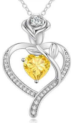 Produktbild von Halskette Damen Rosegold Herz Kette Sterling Silber 925 Geburtsstein Anhänger Schmuck Geschenk