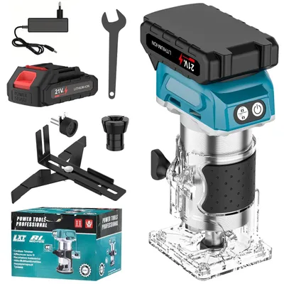 Obrázok produktu pre Bezdrôtová frézka na drevo – hrubovacia frézka – motor bez uhlíkov – upínacia hlava 6,35 mm – 30 000 otáčok za minútu – 800 W – napájanie z batérie