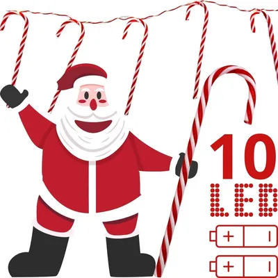 Produktbild von LED Lichterkette „Zuckerstangen” – 10 warmweiße LEDs – Weihnachtsgirlande von LUCA