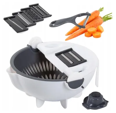 3-in-1 Multifunktions-Slicer, Handreibe, 5 Klingen, Gemüseschneider, Weiß