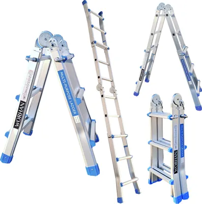 Immagine prodotto di WORHAN scala telescopica 302 cm Scala singola Scala pieghevole Scala multifunzionale Selezione delle dimensioni L3