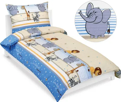 Zdjęcie produktu dla Pościel krepowa - niebieska, beżowa, biała - 140x200, 70x90