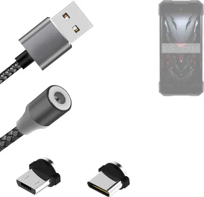 Produktbild von K-S-Trade Hochwertiges Magnet-Lade-kabel Sync-Kabel Daten-Kabel kompatibel mit Doogee S200 mit USB-Typ-C-Anschluss und Micro-USB-Anschluss 2A bis zu
