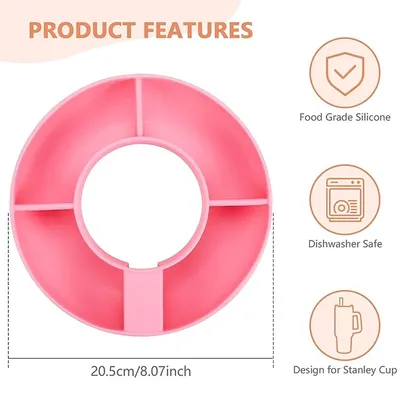 Produktbild von Snackschale für Becher, Silikon-Snackschale, kompatibel mit Stanley Cup 1,2 l, wiederverwendbarer Snackring für Stanley Cup Zubehör(Rosa)