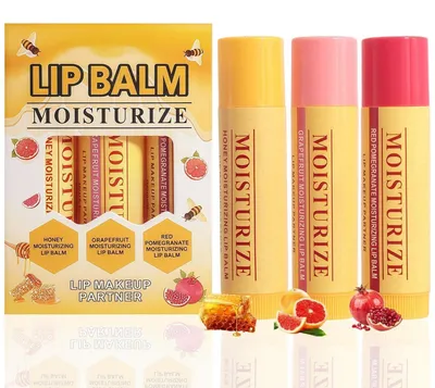 Image de Ensemble de 3 rouges à lèvres hydratants, aux arômes de miel et de fruits, pour les lèvres sèches