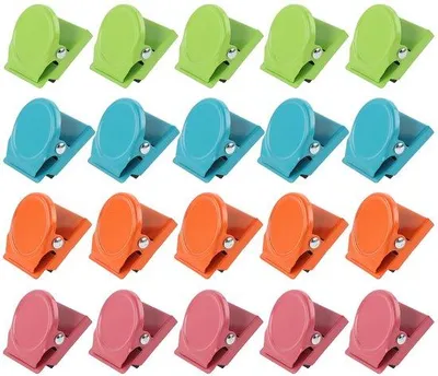 Immagine prodotto di 20 clip magnetiche, clip metalliche colorate, magnetiche, per frigorifero, lavagna bianca, parete
