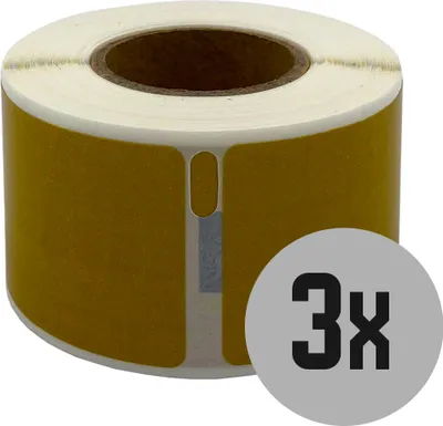 Produktbild von DULA Etiketten - Kompatibel mit Dymo Compatible labels - Goud- 99010 - S0722370 - Adresetiketten - 3 rollen - 28 x 89 mm - 130 labels per rol