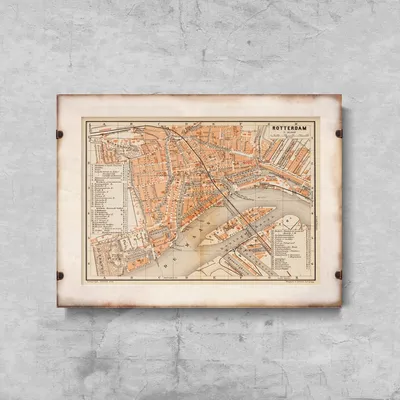 Produktbild von Poster - Canvas - Leinwand - 84,1 cm x 59,4 cm - Fotoposter - Leinwandkunst - Alte Karte von Rotterdam