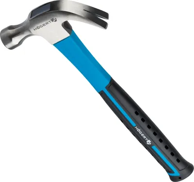 Produktbild von 450g, Klauenhammer mit Fiberglasstiel von Högert | Rutschfester, gummierter Griff | Stoß- und Vibrationsabsorbierend