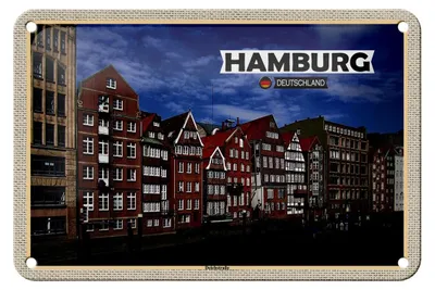 Produktbild von Blechschild Städte Hamburg Deichstraße Fluss 18x12cm Geschenke Schild