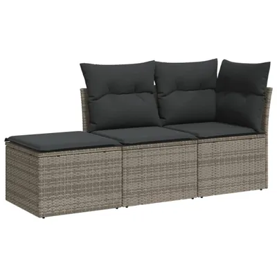 Obrázek produktu pro vidaXL 3dílná zahradní sedací souprava s polštáři Grey Poly Rattan