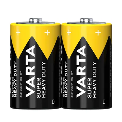 Two VARTA SUPERLIFE D batteries are shown side-by-side against a white background.