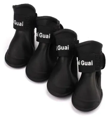 Produktbild von TRANKIELO® - 4 Stück Hundeschuhe aus Silikon - wasserdicht und rutschfest - Schutz für Hundepfoten (5 cm x 4 cm, schwarz)