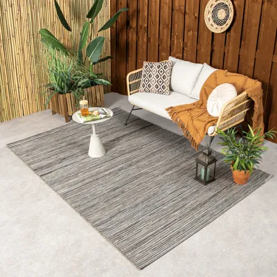 Produktbild von Volero - Outdoor Teppich - Torres Dunkelgrau Meliert - 120x170 cm - Wohnzimmer, Esszimmer, Balkon, Garten, Terrasse - Modern