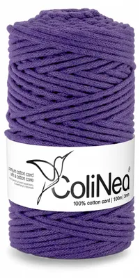 Produktbild von ColiNea Makramee-Garn 3 mm geflochten 100% Baumwolle 100 m Violett