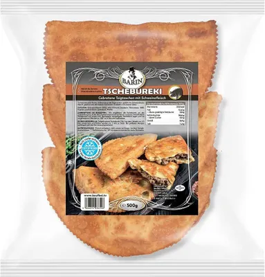 Produktbild von BARIN Tschebureki mit Schweinefleisch 500g Tiefgefrorene Teigtaschen Handgemachte Krimtatarische Spezialität Knuspriger Teig mit zartem Fleisch