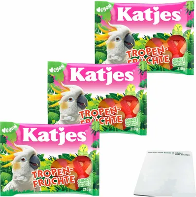 Produktbild von Katjes Tropen Früchte 3er Pack (3x210g Packung) + usy Block