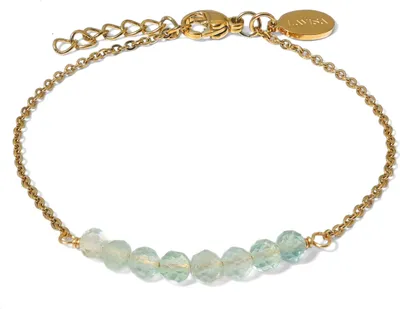 Produktbild von LAVISA 8 Perlen Edelstein Armband - 4mm Perlen - Echte Naturstein Perlen | Kristallperlen, Heilsteine | Onesize mit Verlängerung (Grüner Fluorit)
