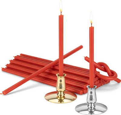 Produktbild von Set 2 Kerzenhalter + 200g Altarkerzen red L 19,5cm Osterkerzen Paraffin 40060