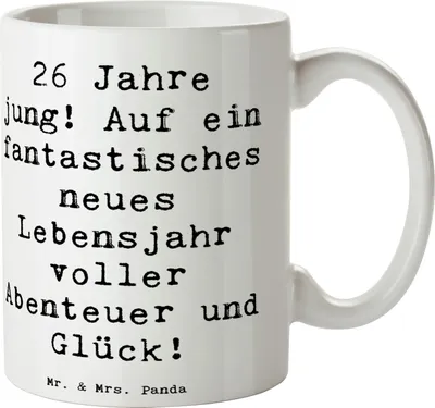 Produktbild von Mr. & Mrs. Panda Pott Spruch 26. Geburtstag - Weiß - Geschenk, Geburtstagsdeko, 26 Jahre, Tasse, junges Erwachsenenalter, Kaffeetasse, Becher, Happy Birthday, Teetasse