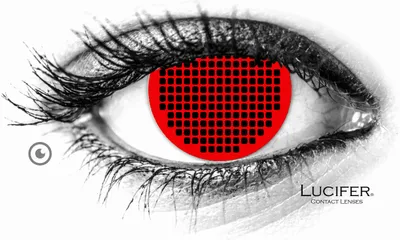 Produktbild von Lucifer® Red Screen Farbige Kontaktlinsen - 2 Stück (1 Paar), Ohne Sehstärke