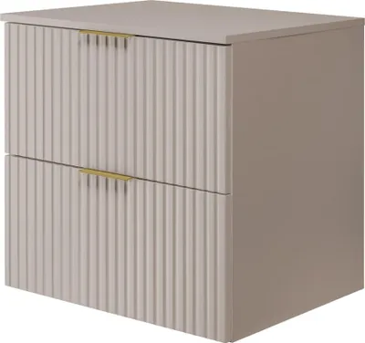 Zdjęcie produktu dla Szafka pod umywalkę, matowa biel, 60 x 57 x 46 cm, wykończenie przypominające kaszmir z złotą rączką