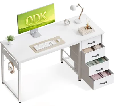 Zdjęcie produktu dla Biurko z 4 szufladami, 120x48 cm, Białe