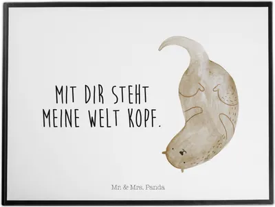 Produktbild von Mr. & Mrs. Panda Schreibunterlage Otter Kopfüber - Weiß - Geschenk, Zeichenunterlage, schreibtischunterlagen, Verliebt, schreibtischunterlage, Niedlich, Liebe, Seeotter