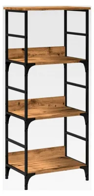 Produktbild von Bücherregal, Standregal mit 3 Fächern, Regal für Wohnzimmer und Büro, Aktenregal aus Holzwerkstoff in Artisan-Eiche