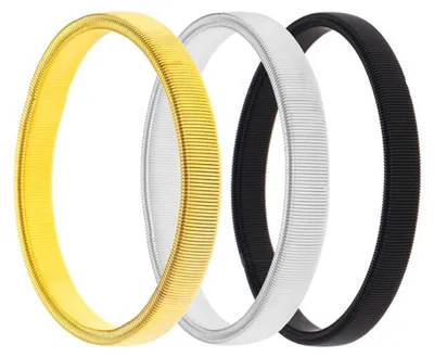 Image de Manchettes Kousenbanden (3 paires) - Poignets métalliques - Métal élastique - Pour hommes/femmes - Largeur 1 cm - Diamètre 7 cm - Boutons de manchette