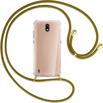 Produktbild von Handykette Backcover-Schutzhülle mit Band (Metall goldfarben) für Nokia 1.3 - khaki