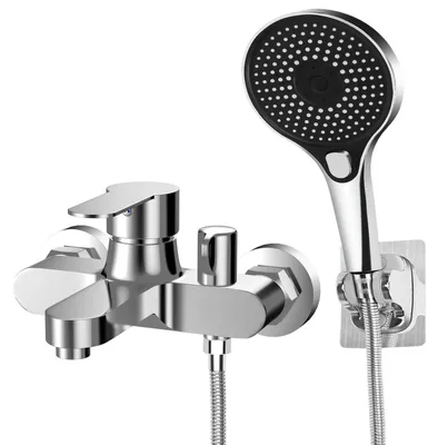 Badkraan mit Handbrause, 3 Funktionen, 1,5 m Schlauch, Chrom